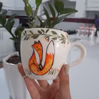 فنجون سرامیکی  دستساز طرح روباه