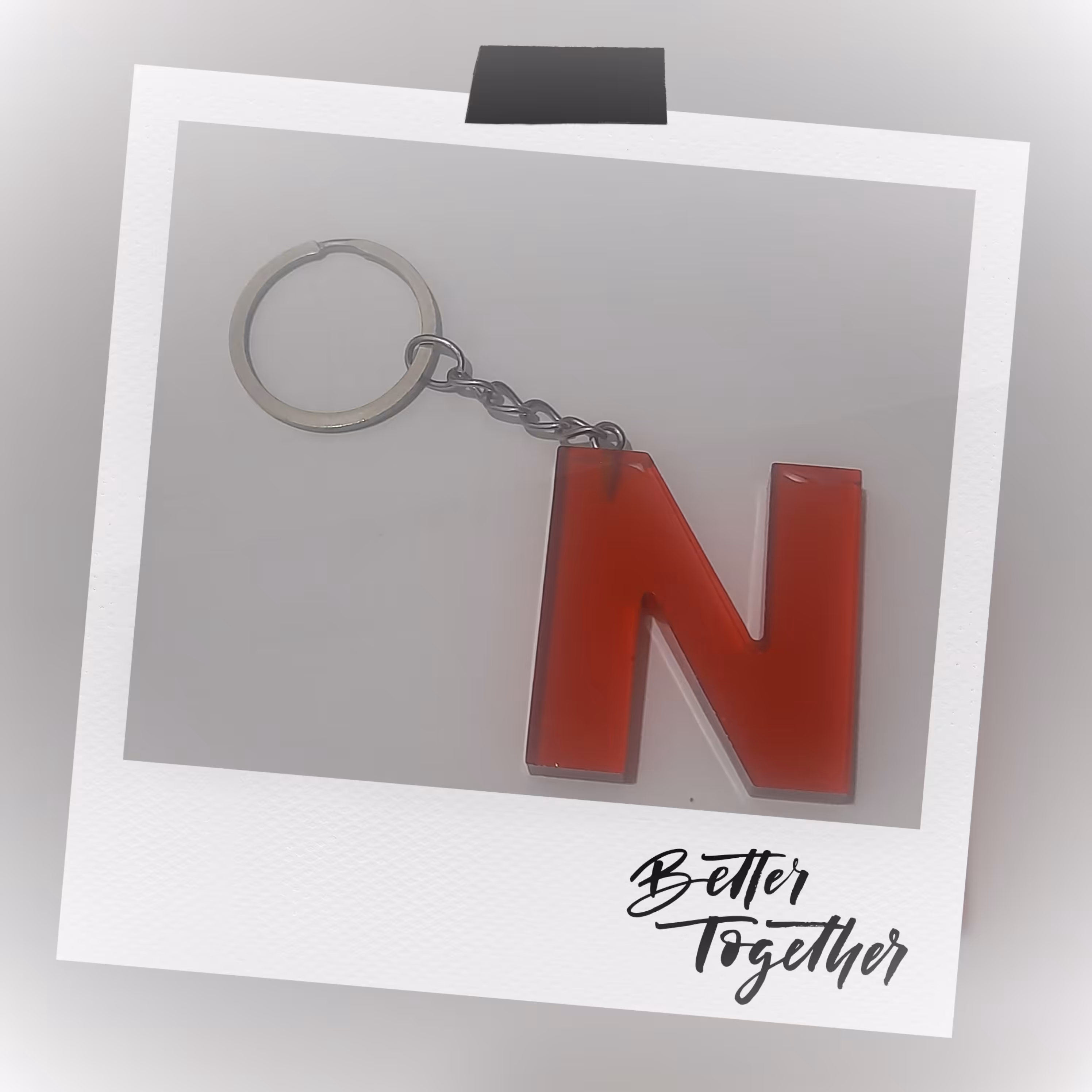 جاسویچی رزینی حروف انگلیسی حرف N تک رنگ نارنجی