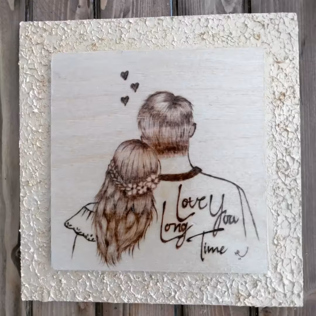 تابلو سوخت نگاری عشق تو تا همیشه کار دست زیبا بها مناسب