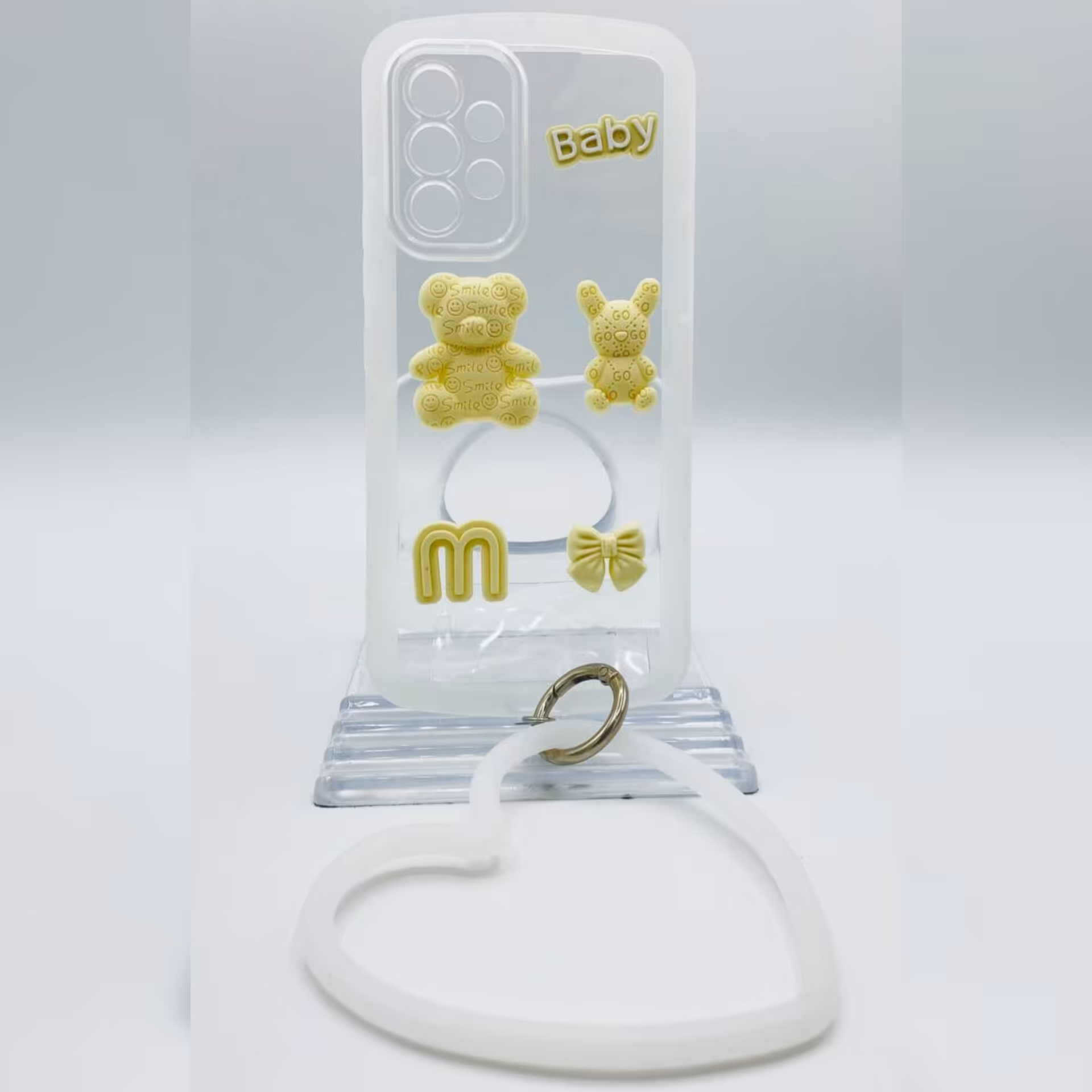 گارد گوشی قاب گوشی موبایل سامسونگ A52وA52s مدل بیبی با آویز قلبی سیلیکونی رنگ سفید