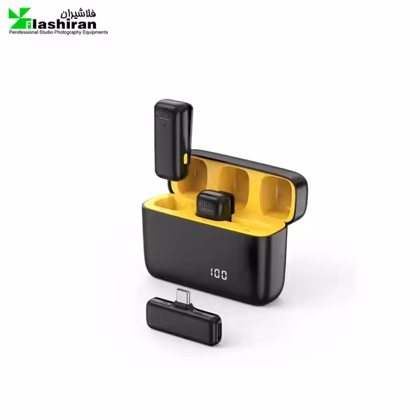 میکروفن تایپ سی مدل وایرلس کیس دار دوتایی