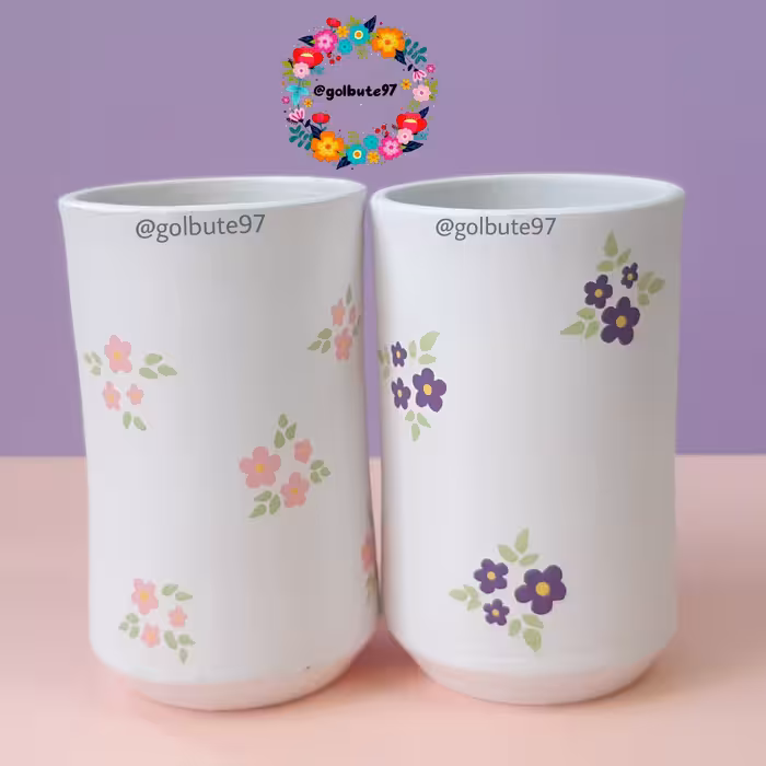 جاقلمی سفالی سِت دوتایی گل‌گلی