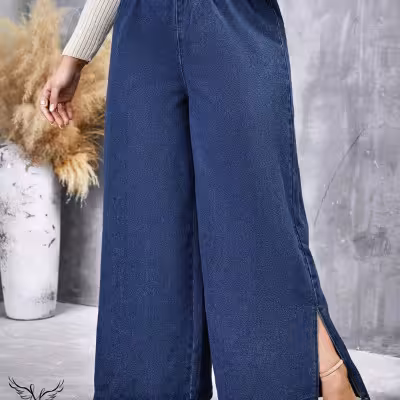 شلوار بگ کمرکشی دمپا چاکدار8272