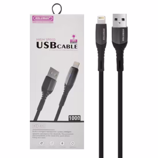 کابل تبدیل USB به lightning کلومن مدل KD-65 طول 1 متر