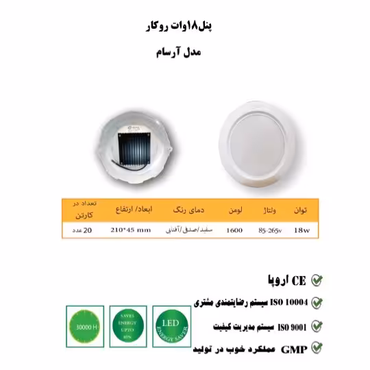 پنل 18 وات روکار کیفیت عالی هزینه ارسال پست پسکرایه