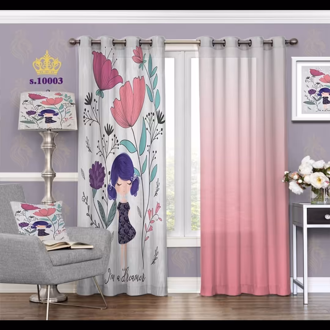 پرده اتاق خواب کودک دو قواره طرح کارتونی کد S10003