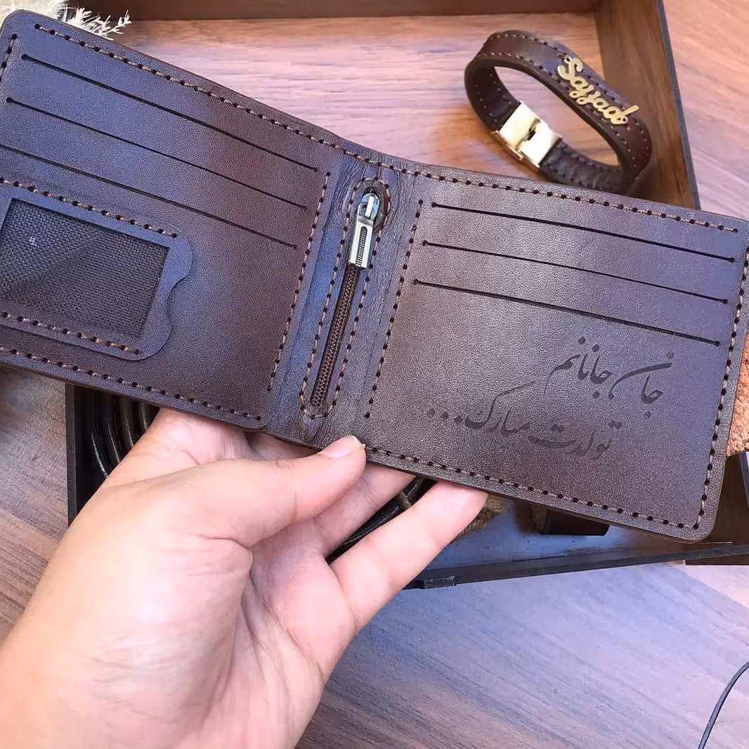 کیف پول جیبی با چرم طبیعی بسوپر بزی قابل اجرا در رنگ های مختلف