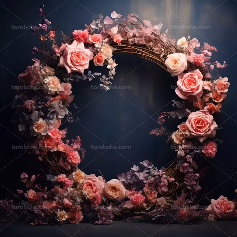 بک دراپ عکاسی حلقه گل با برگ | گرافیک با طعم تربچه