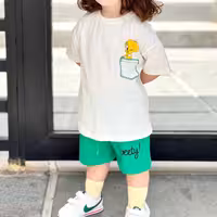 ست تیشرت و شلوارک اسپورت بچگانه شیک و خوشگل مناسب حدود سنی 2 تا 9 سال جنس سوپر پنبه عالی 