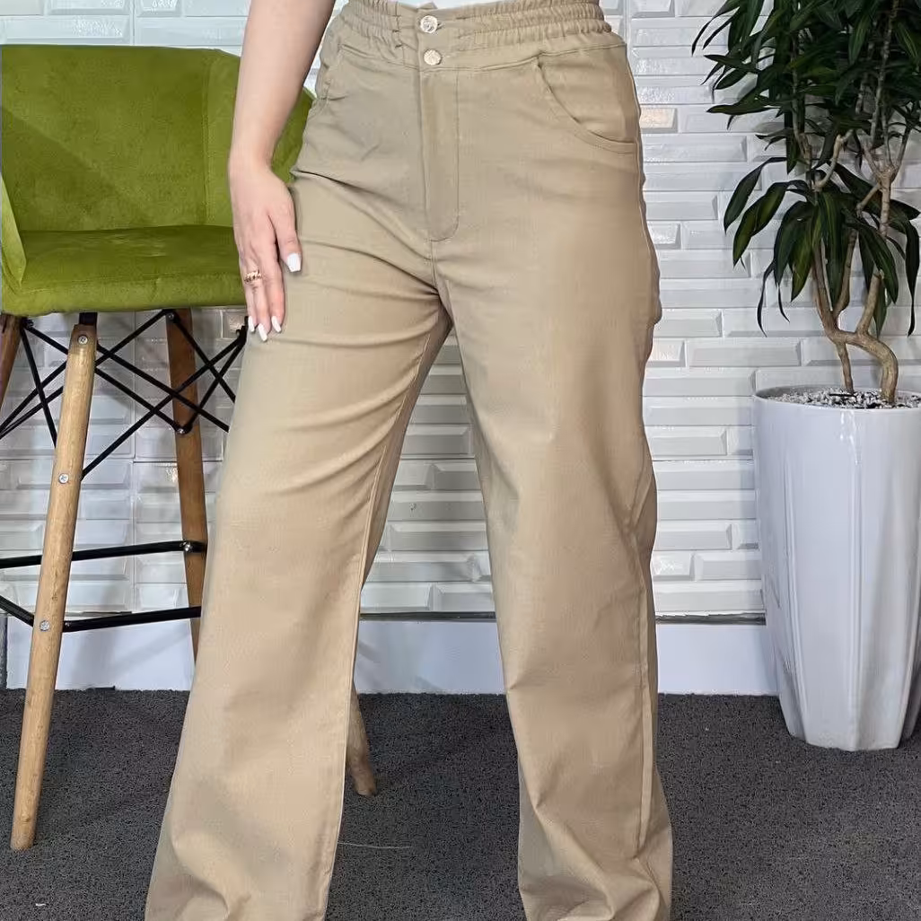 شلوار نیم بگ کتان کش