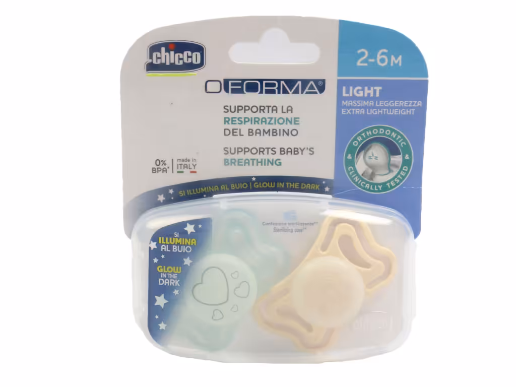پستانک سیلیکونی ارتودنسی شبرنگ لایت چیکو دو عددی 2 الی 6 ماه چیکو CHICCO