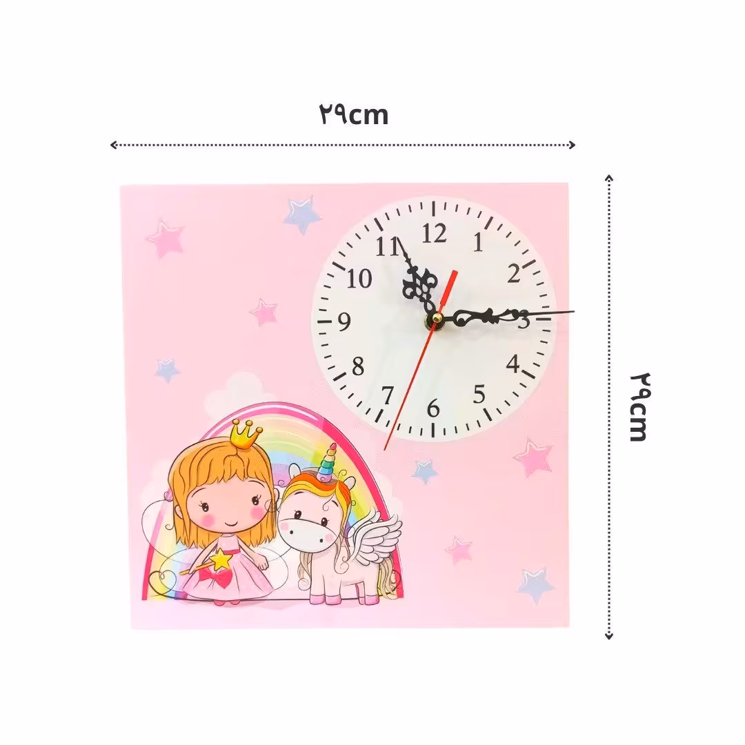 ساعت mdf  چاپی طرح پرنسس تکشاخ
