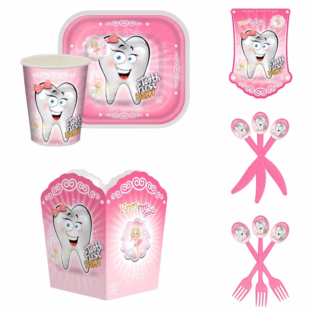 مجموعه 59 عددی تم تولد طرح دندانی دختر مدل HFT