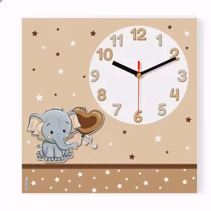 ساعت دیواری اتاق کودک طرح فیل و قلب 1116