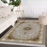 فرش ترنج و لچک با رمینه طوسی و نقشه شلوغ WA-1778