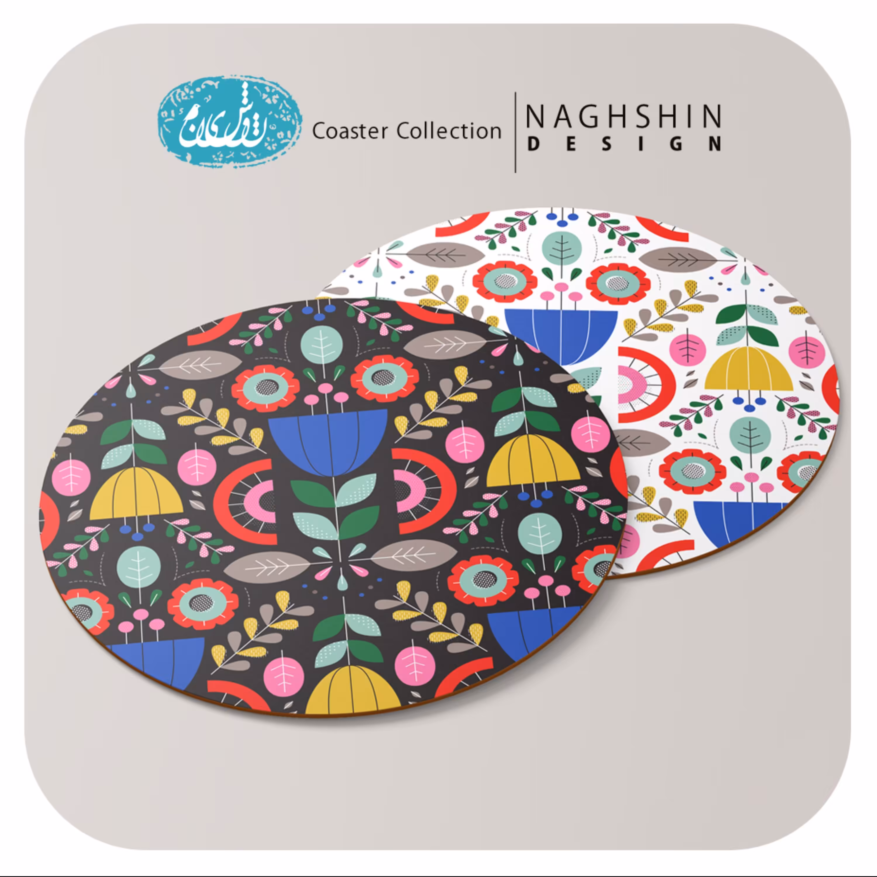 زیرلیوانی طرح لاله آبی - ام دی اف -6 عددی 