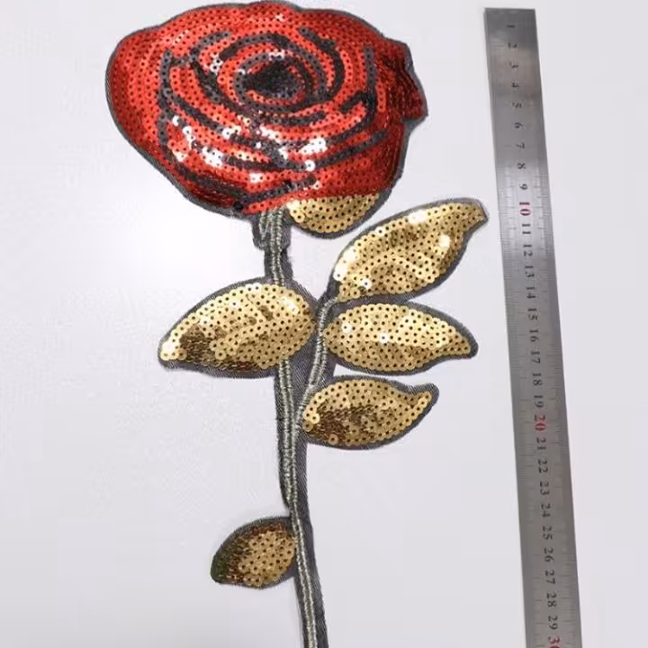 اپلیکه گل رز پولکی ارتفاع 30 سانت