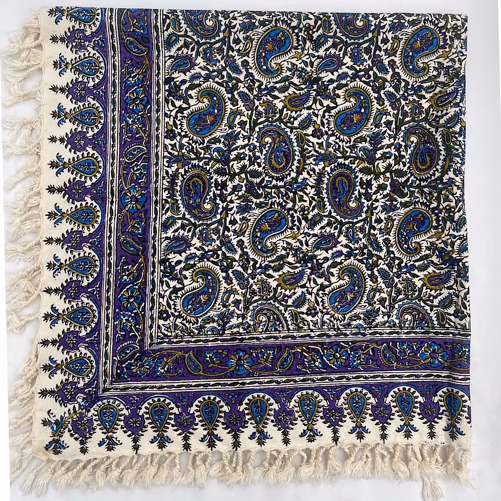 سفره -رومیزی قلم کاری یک متری طرح فلفلی بنفش