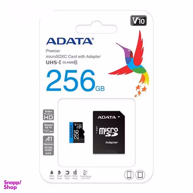 کارت حافظه‌ MicroSDXC ای دیتا (Adata) مدل premier کلاس 10 استاندارد UHS-I U1 سرعت 100 MBps ظرفیت 256 گیگابایت رنگ مشکی