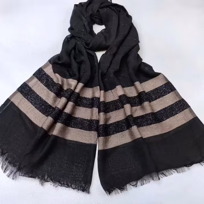 شال لمه مشکی ،پایین راه راه در چند طرح ،جنس نخی