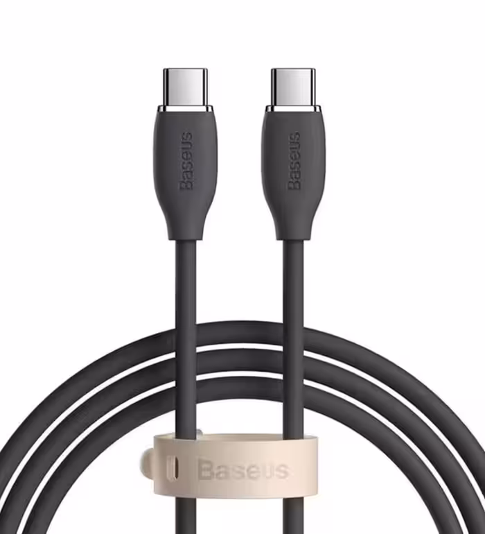 کابل 1.2 متری شارژ USB Type-C به USB Type-C باسئوس مدل Jelly Liquid Silica Gel