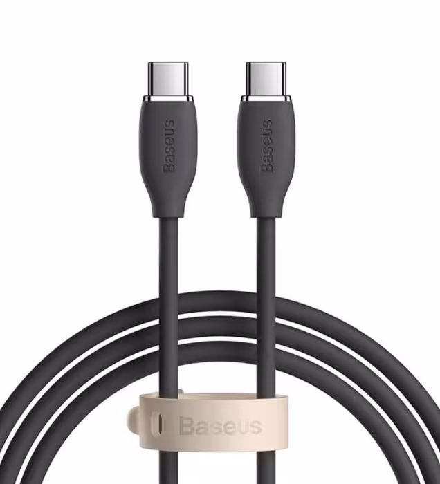 کابل 1.2 متری شارژ USB Type-C به USB Type-C باسئوس مدل Jelly Liquid Silica Gel
