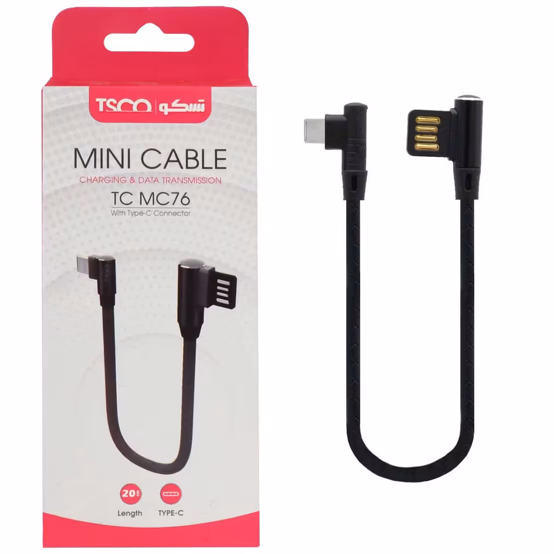 کابل شارژ فست پاوربانک تسکو TYPE-C مدل TC MC76- مشکی