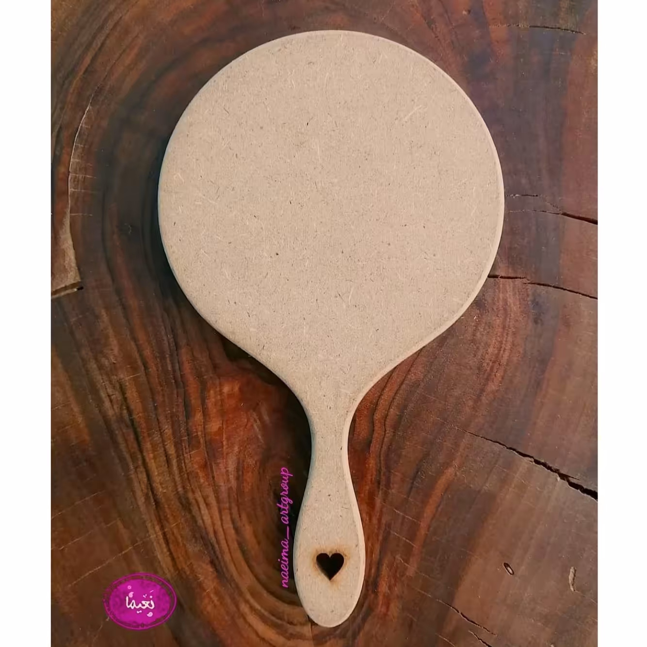 آینه دستی چوبی ام دی اف خام، 20 سانتی