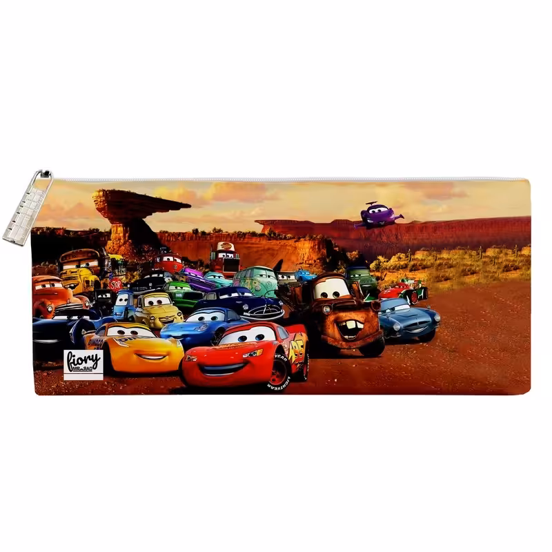 جامدادی تک زیپ کارتون ماشین ها جنس چرم مصنوعی