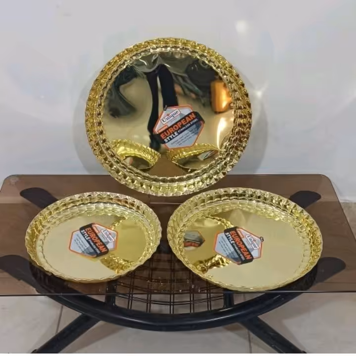 سینی استیل یونیک طلایی سایز 35،40،45