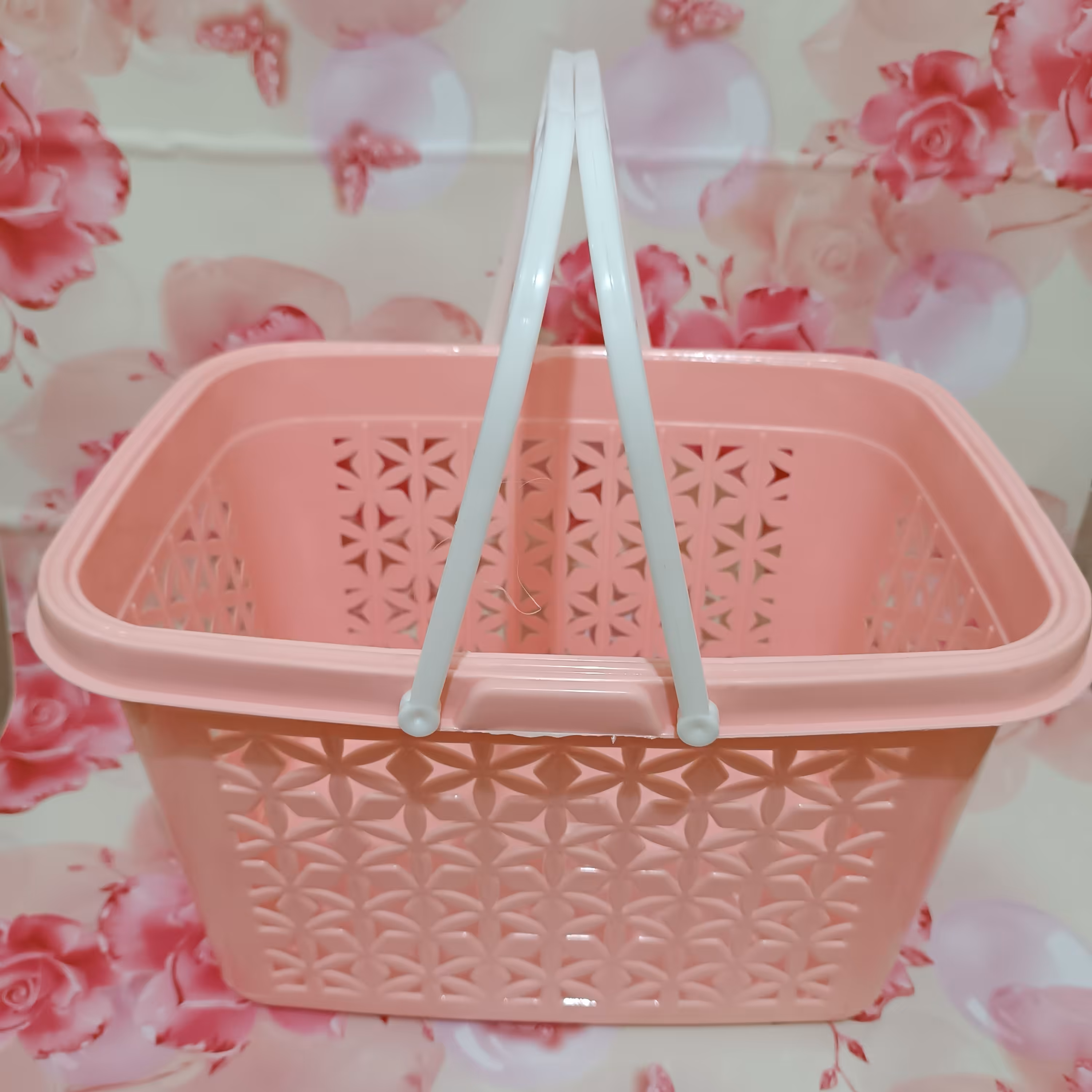 سبد خرید سایز متوسط،رنگ صورتی،طول34 عرض22  ارتفاع21