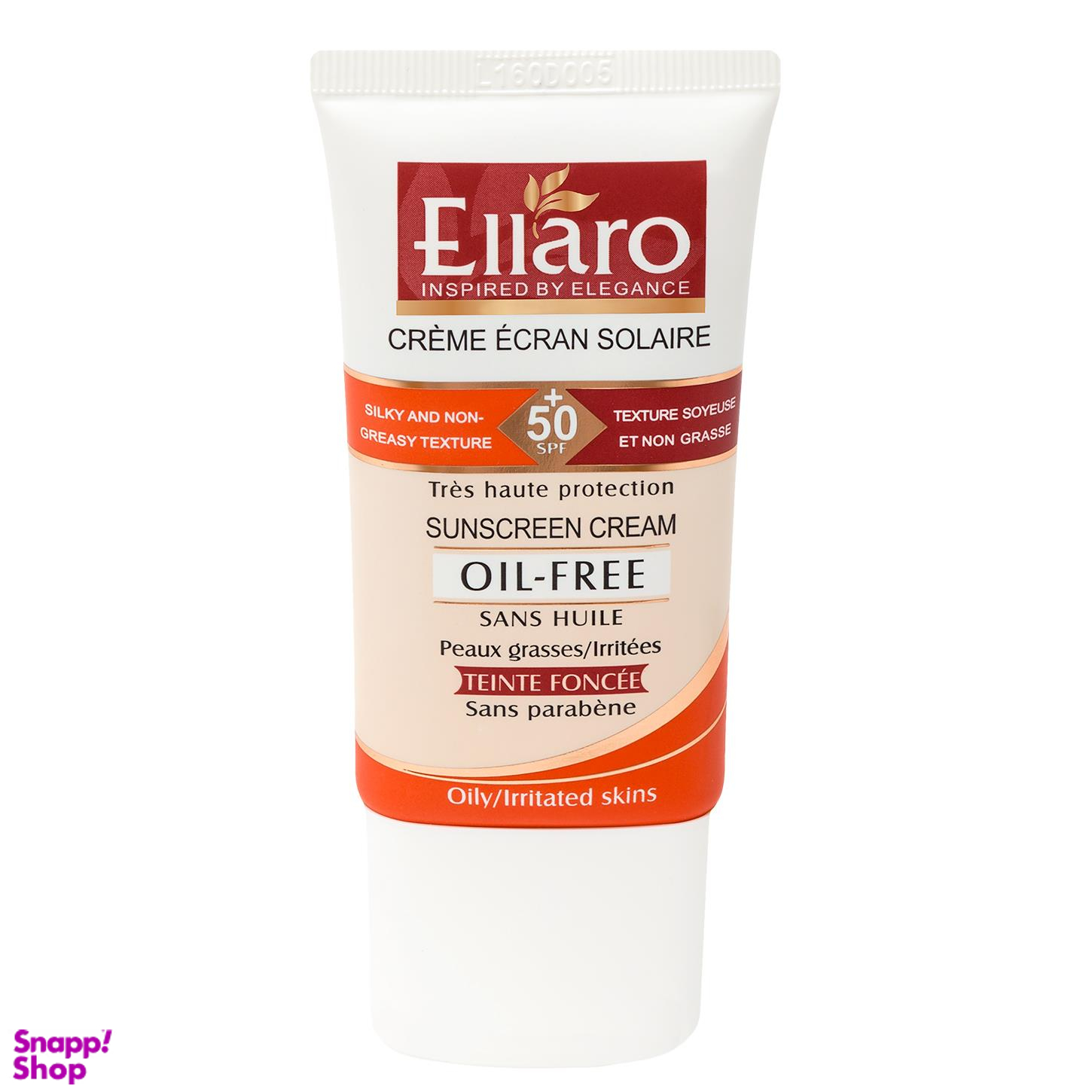 کرم ضد آفتاب فاقد چربی الارو (Ellaro) مدل Teinte Claire با SPF 50 رنگ بژ روشن حجم 40 میلیلیتر