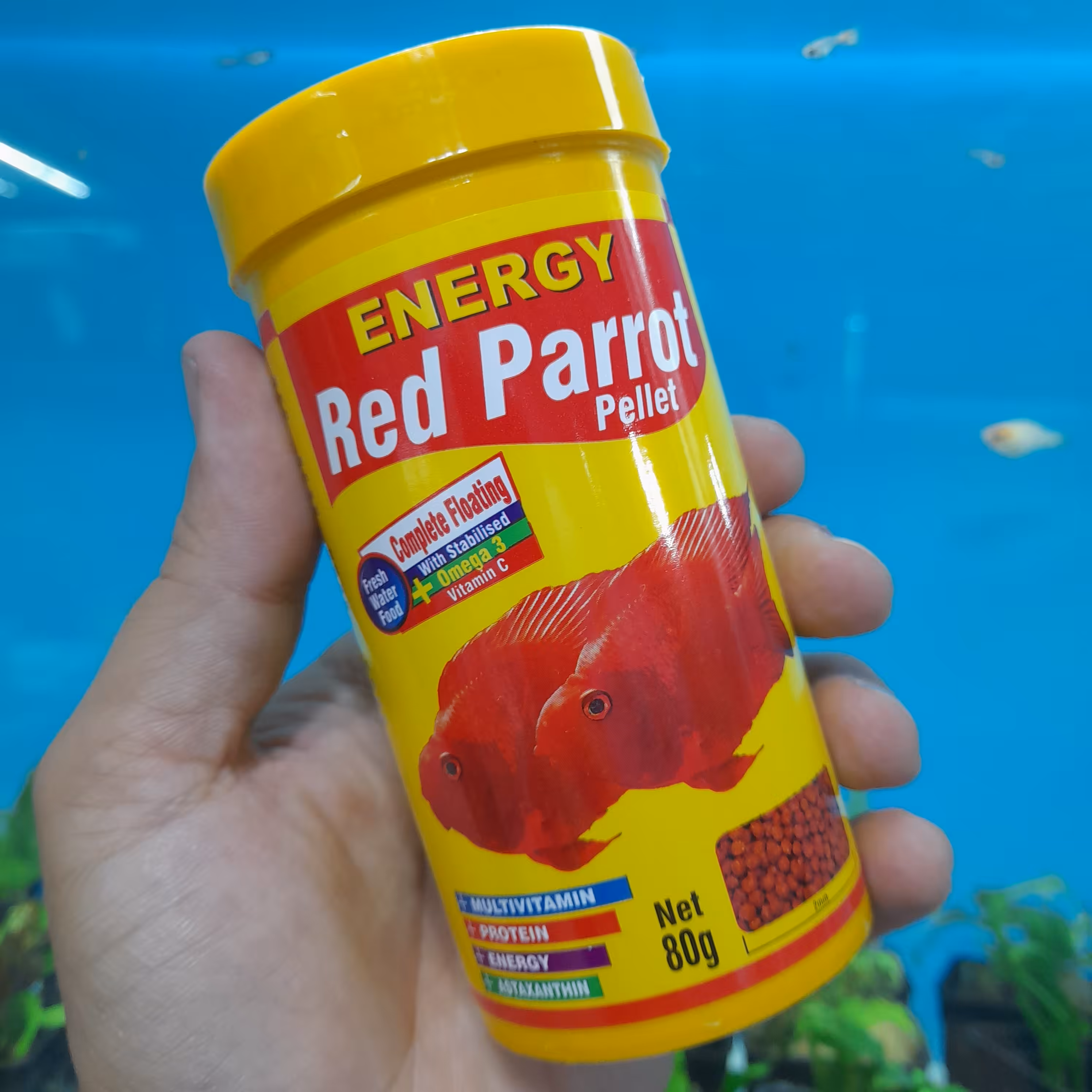 غذای ماهی آکواریوم رنگدانه انواع گوشتخوار ان (رد پَرت) 250 میل انرژی