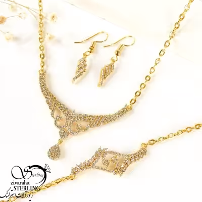 سرویس آویز اشکی روکش طلا کد 7929