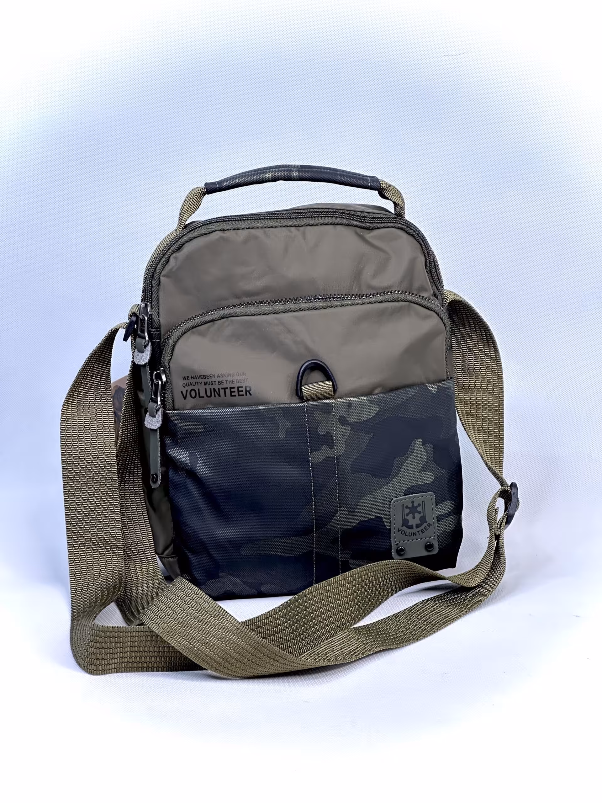 کیف دوشی جنس برزنت شمعی برند VOLUNTEER مدل 10-1784 رنگ سبز سایز 24*21