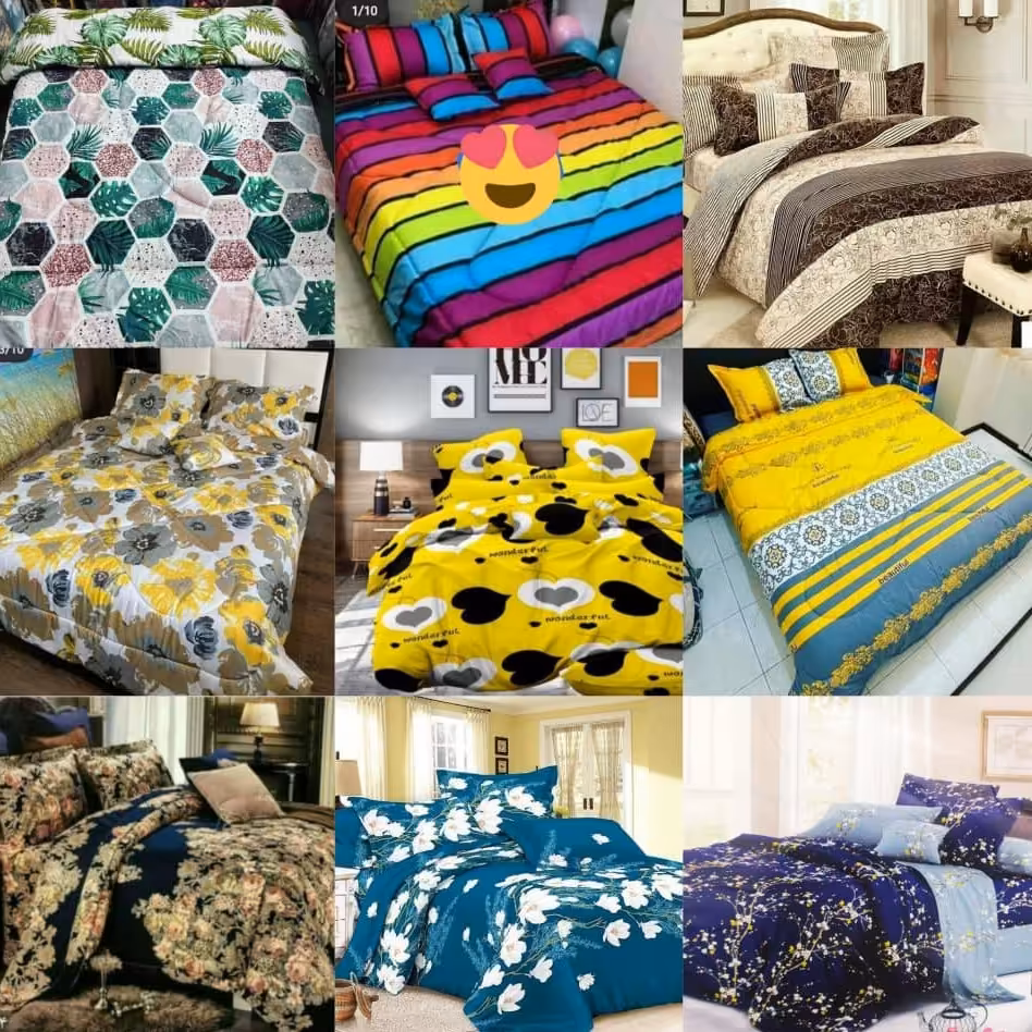 روتختی نخ کتان دونفره 6 تکه جنس نخ کتان ترک قابل شستشو بدون ابروی تنوع طرح موجود