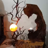  آباژور چوبی به همراه سنگ نمک  به سبک روستیک 