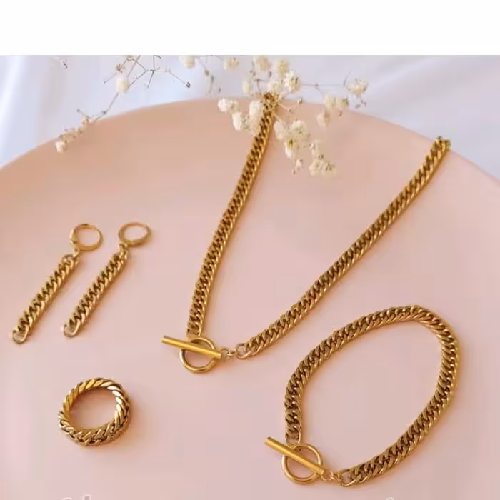 ست کارتیر استیل طلایی زنانه دخترانه ،تست واکتس شده،رنگ ثابت،ارسال رایگان،مناسب استفاده دائم وهدیه،کار استیل