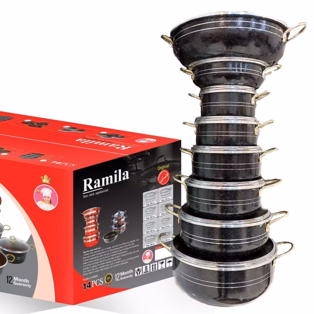 سرویس قابلمه گرانیتی داخل زنبوری 14 تکه درجه یک 