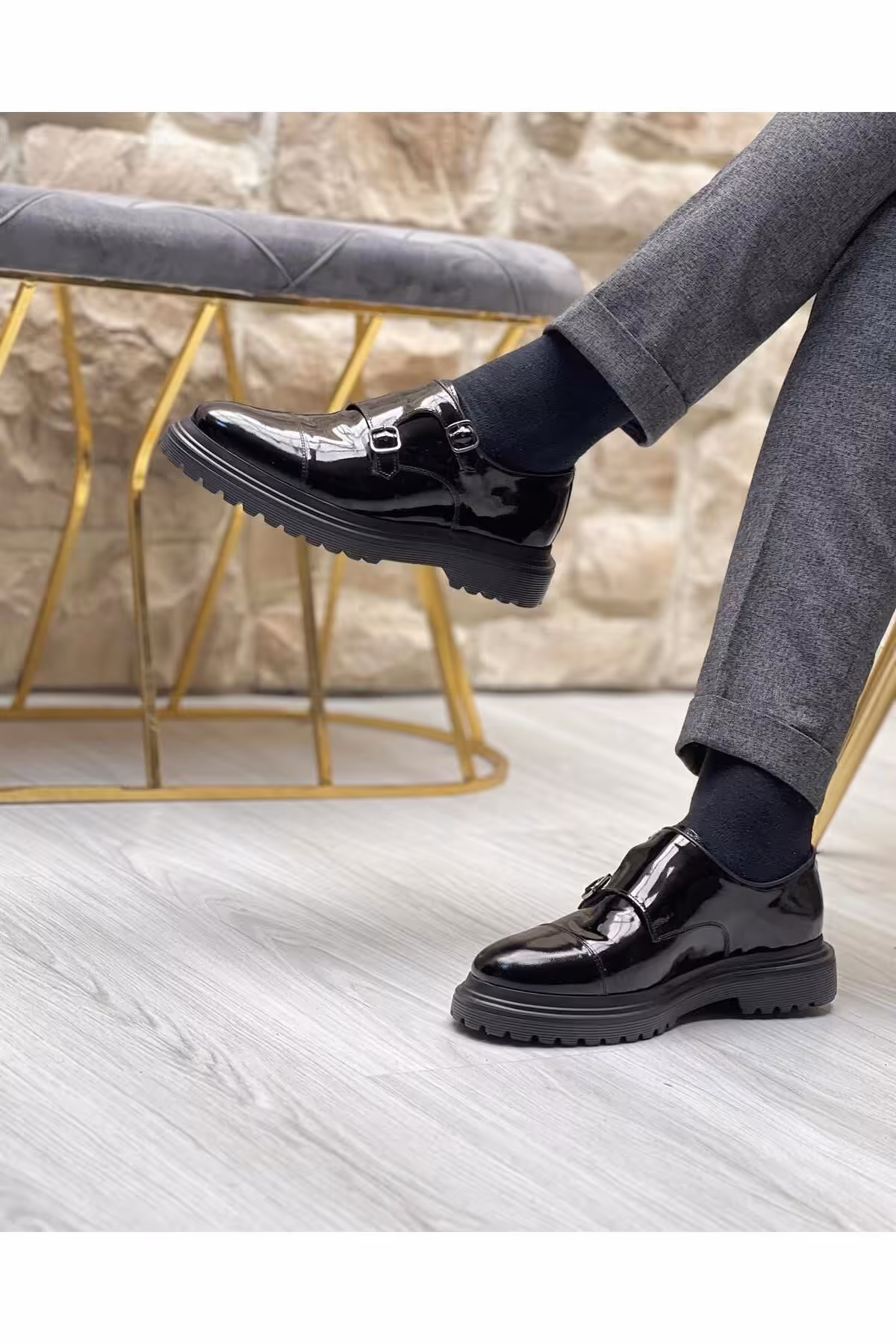 کفش های کژوال مشکی مردانه 3014 روزمره چرمی سیاه ByItallanoshoes