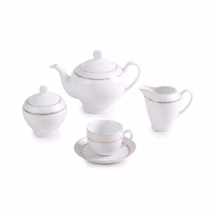 سرویس چینی زرین 6 نفره چای خوری هدیه طلایی (17 پارچه)