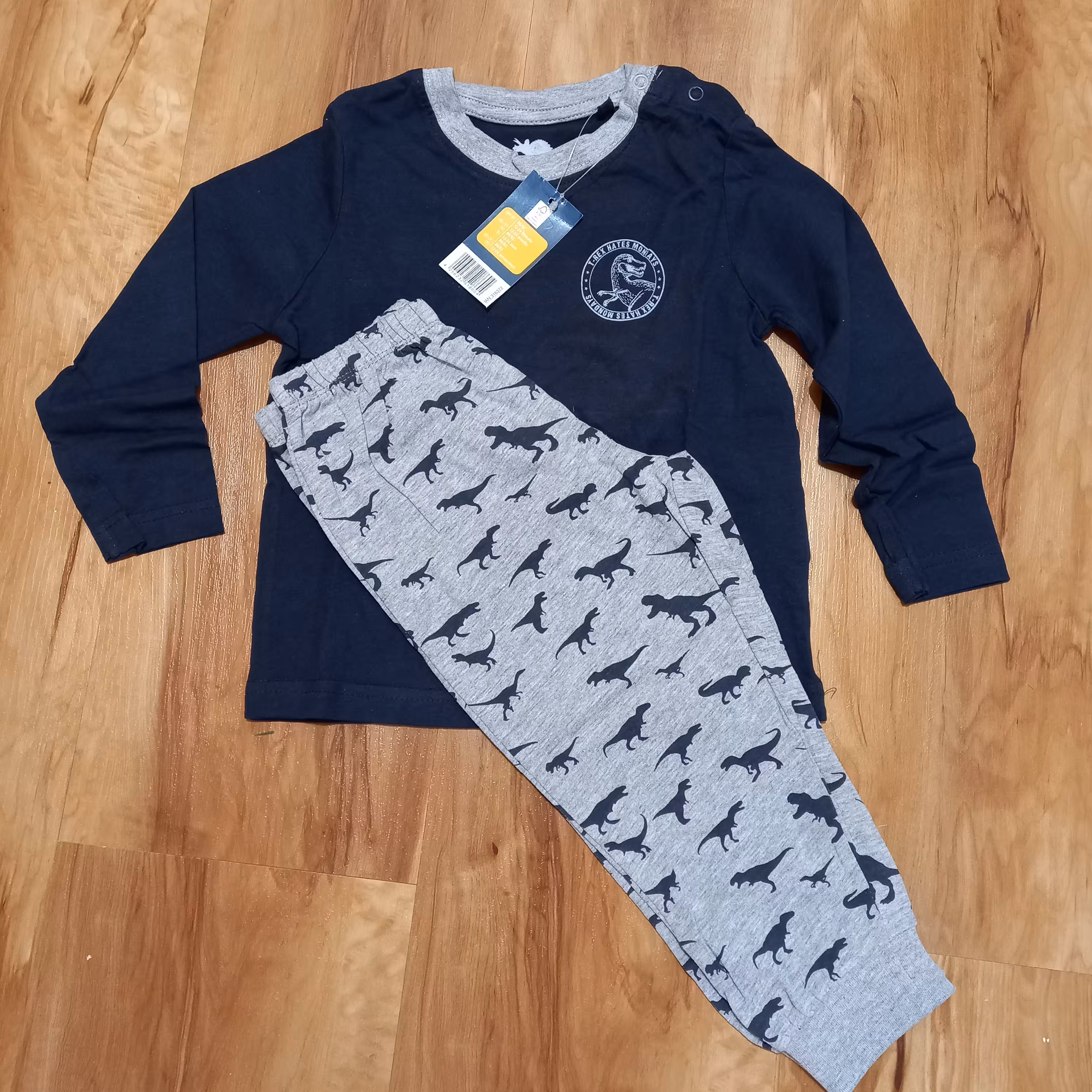 ست بلوز و شلوار لوپیلو سایز 12 تا 24 ماه سوپر نخی اعلا طرح دایناسور ضد حساسیت 