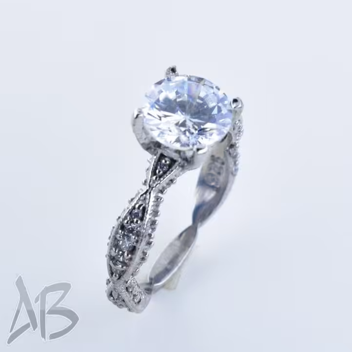 انگشتر نقره زنانه تک نگین سولیتر عیار 925 آقابزرگ