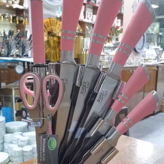 کارد وساطورسوپر لایف موجود رنگ صورتی تعداد 9پارچه 