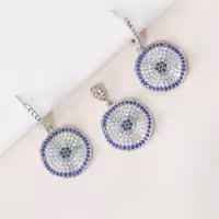 نیم ست نقره دخترانه چشم زخم مدل دایره تاب دار کد 1615