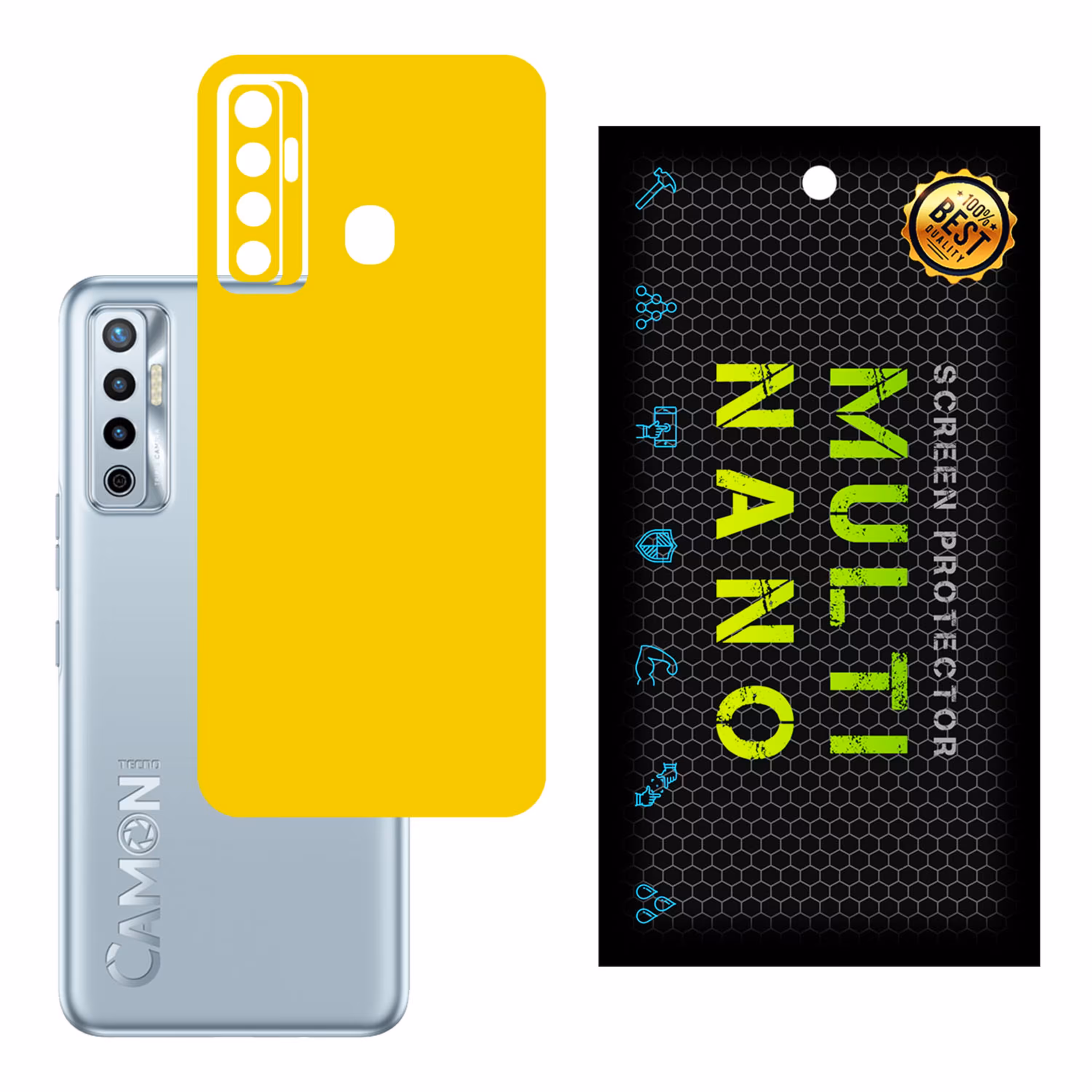 برچسب پوششی MultiNano مدل X-F1M-Yellow برای پشت موبایل تکنو Camon 17  