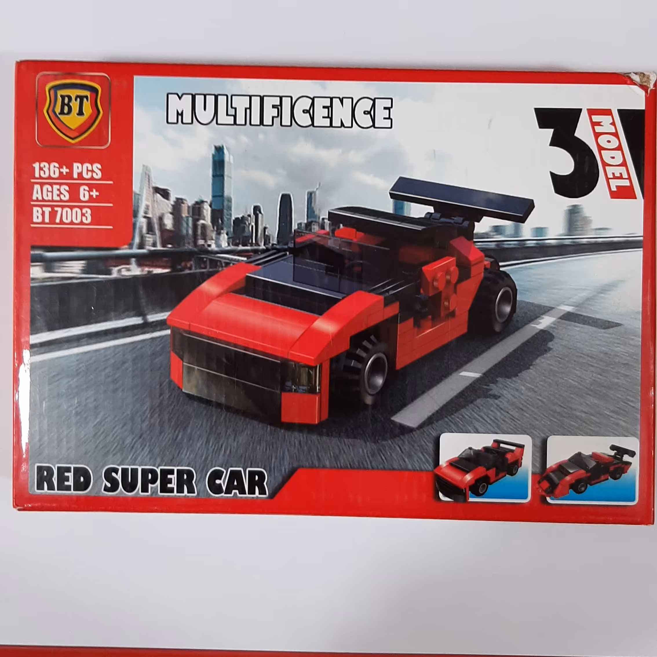 لگو ماشین سوپر قرمز 3 مدل برند BT کد 7003  تعداد قطعات 136