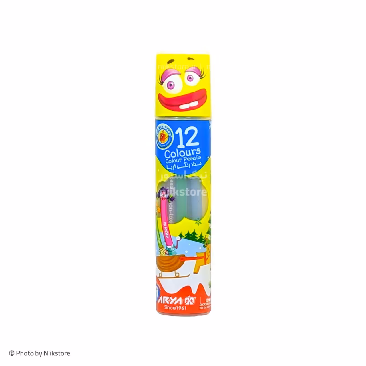 مدادرنگی استوانه ای 12رنگ آریا کد 3051Arya 12colors Round box colorpencil