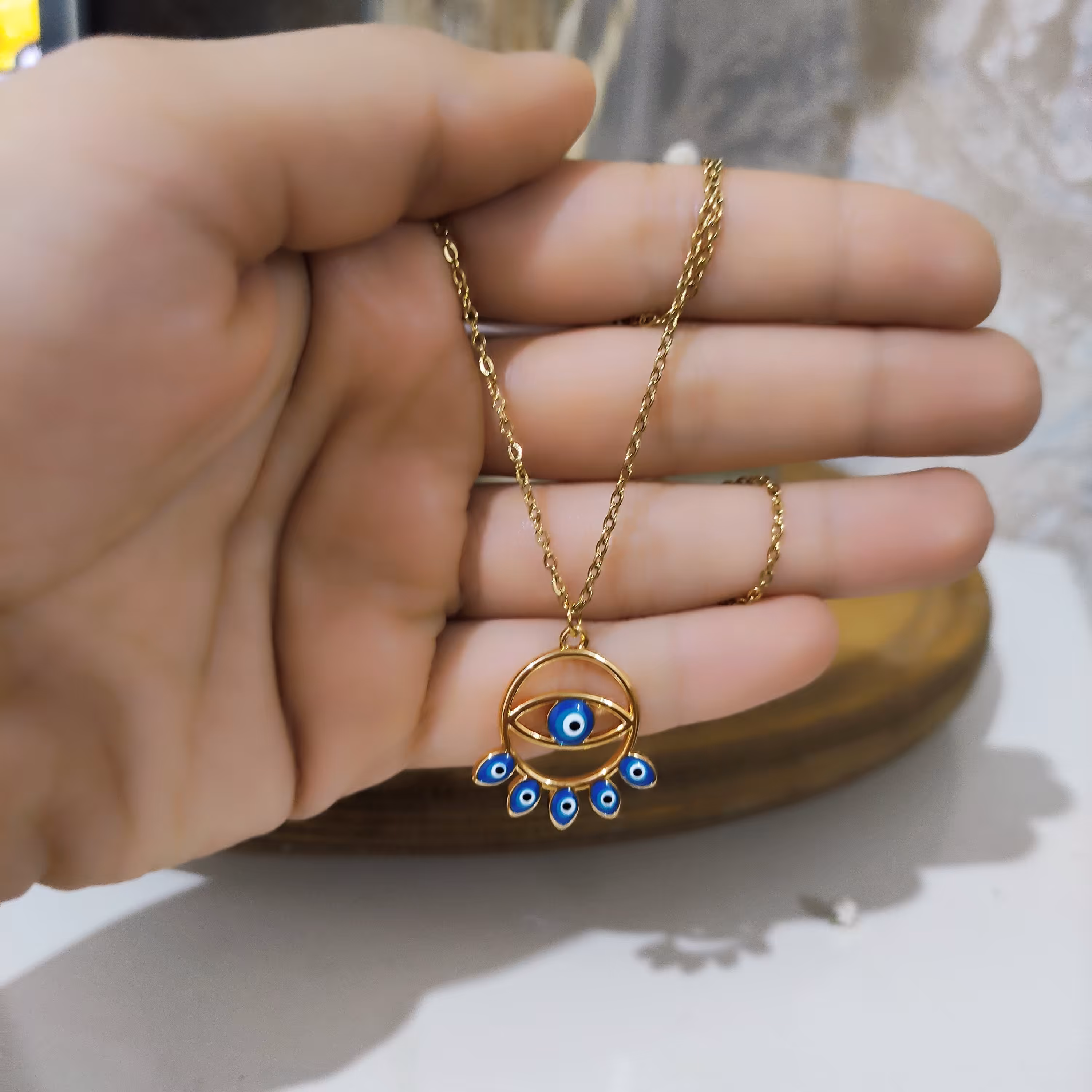 پلاک زنجیر  گردنبند طرح چشم نظر استیل رنگ ثابت استاینلس استیل مقاوم در برابر آب ضدحساسیت زیبا  هدیه و کادو برای خانم