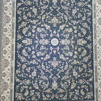 فرش پاتریس 1500شانه طرح افشان سی گل آبی کاربنی کناره 2متری